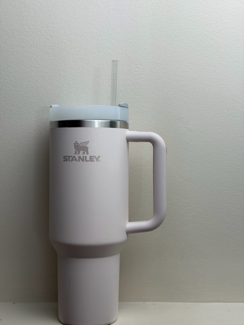 Stanley Light Pink Travel Mug with Handle and Clear Lid